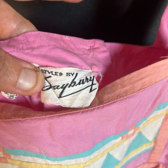 Vintage 80's Boho Southwest Indian Cotton Pink Patchwork Dress Size M - Picture 4 of 16